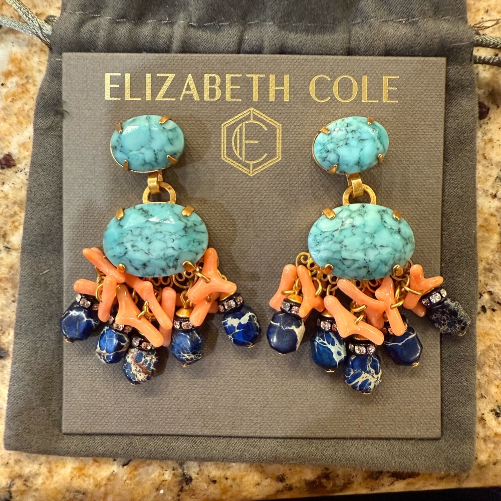 Elizabeth Cole Turquoise and Coral Earrings